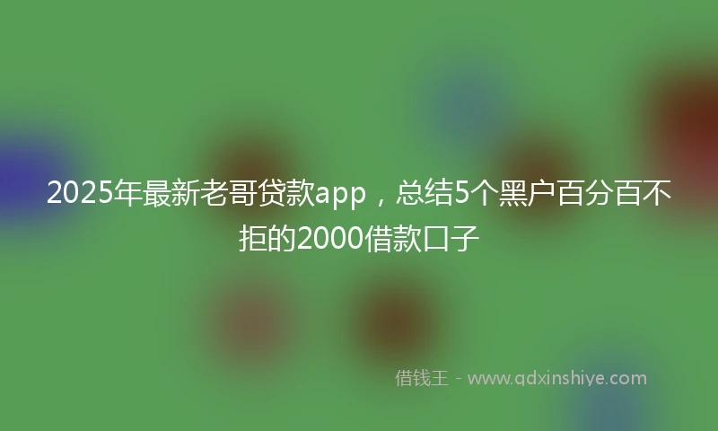 2025年最新老哥贷款app，总结5个黑户百分百不拒的2000借款口子