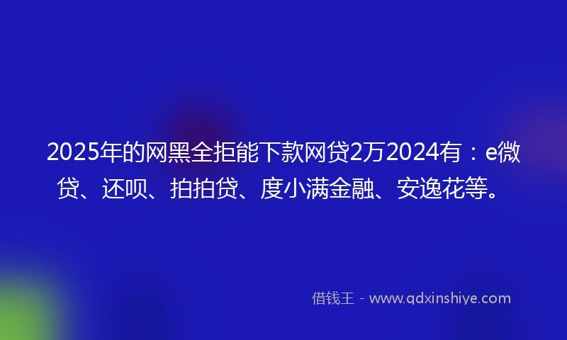 2025年的网黑全拒能下款网贷2万2024有：e微贷、还呗、拍拍贷、度小满金融、安逸花等。