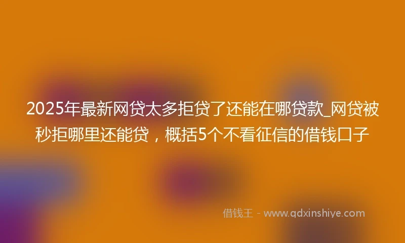 2025年最新网贷太多拒贷了还能在哪贷款_网贷被秒拒哪里还能贷，概括5个不看征信的借钱口子