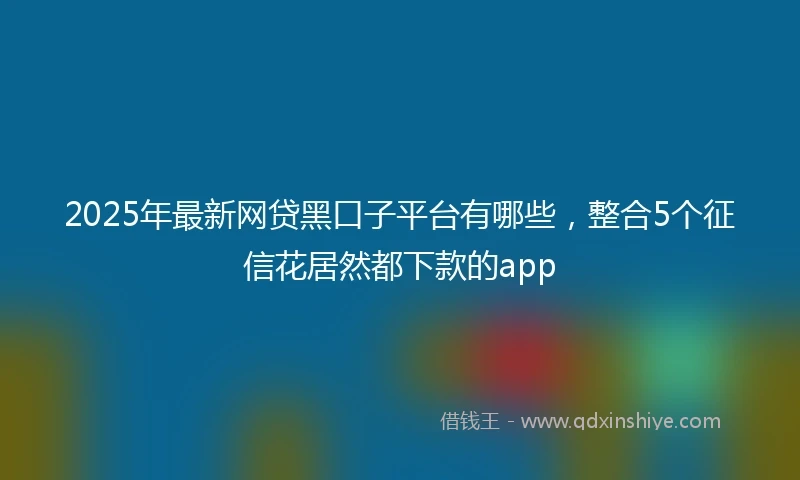 2025年最新网贷黑口子平台有哪些，整合5个征信花居然都下款的app