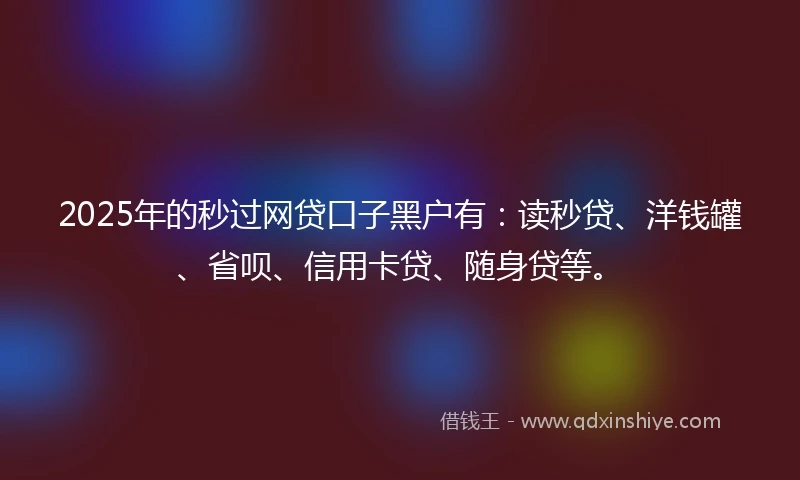 2025年的秒过网贷口子黑户有：读秒贷、洋钱罐、省呗、信用卡贷、随身贷等。