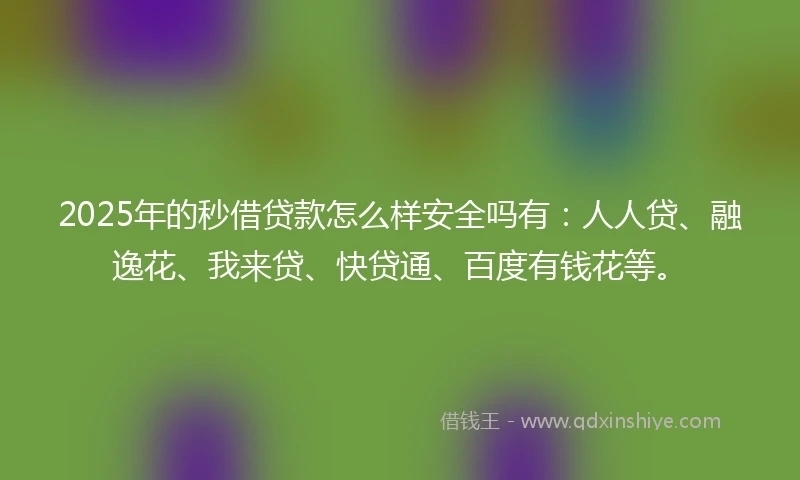 2025年的秒借贷款怎么样安全吗有：人人贷、融逸花、我来贷、快贷通、百度有钱花等。