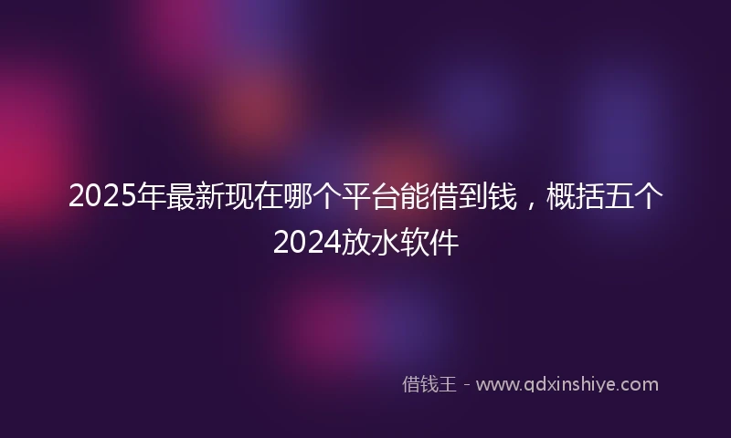 2025年最新现在哪个平台能借到钱,概括五个2024放水软件