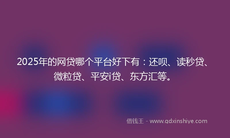2025年的网贷哪个平台好下有：还呗、读秒贷、微粒贷、平安i贷、东方汇等。