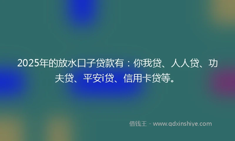 2025年的放水口子贷款有：你我贷、人人贷、功夫贷、平安i贷、信用卡贷等。
