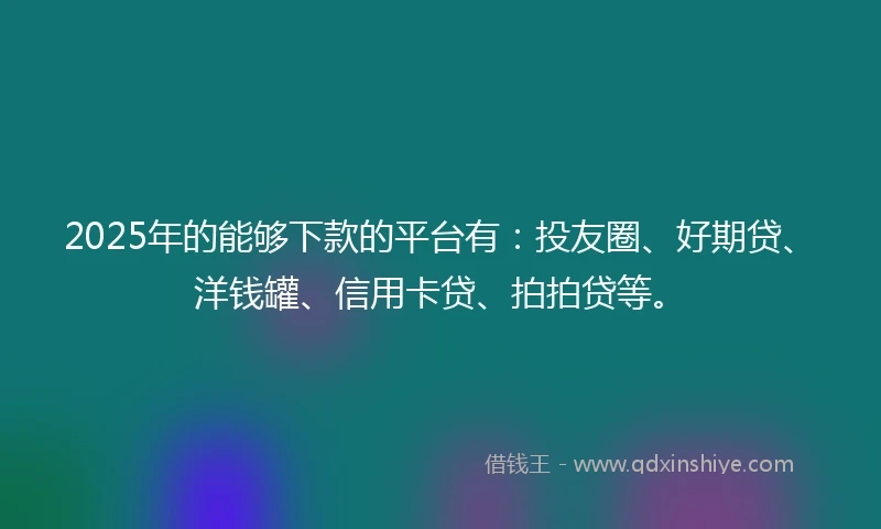 2025年的能够下款的平台有：投友圈、好期贷、洋钱罐、信用卡贷、拍拍贷等。