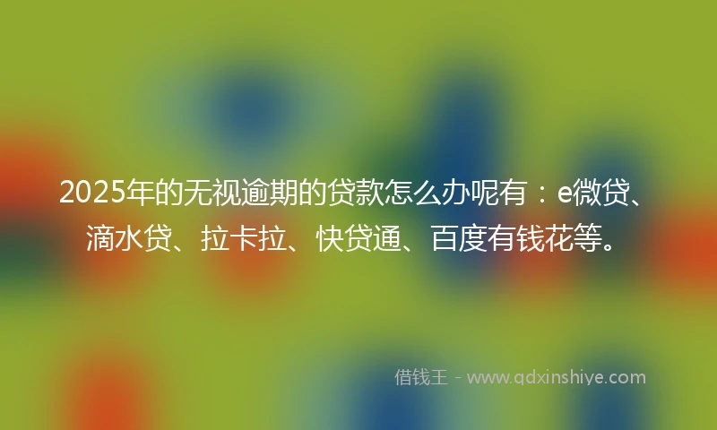 2025年的无视逾期的贷款怎么办呢有：e微贷、滴水贷、拉卡拉、快贷通、百度有钱花等。