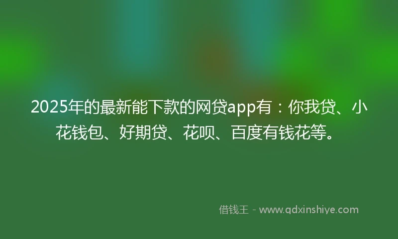 2025年的最新能下款的网贷app有：你我贷、小花钱包、好期贷、花呗、百度有钱花等。