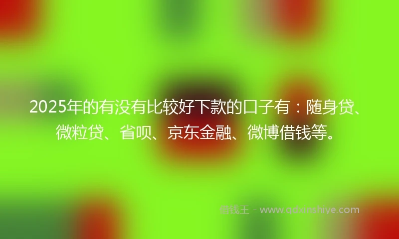 2025年的有没有比较好下款的口子有:随身贷、微粒贷、省呗、京东金融、微博借钱等。