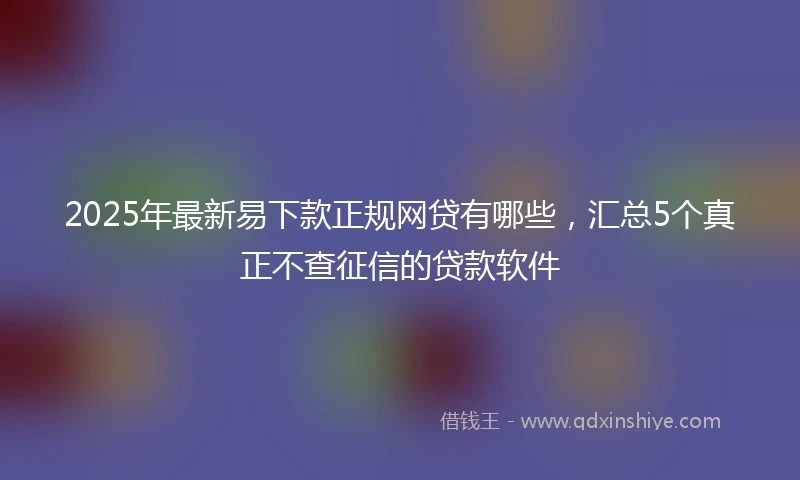 2025年最新易下款正规网贷有哪些，汇总5个真正不查征信的贷款软件