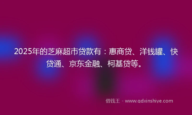2025年的芝麻超市贷款有：惠商贷、洋钱罐、快贷通、京东金融、柯基贷等。