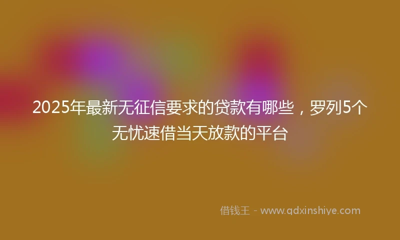 2025年最新无征信要求的贷款有哪些，罗列5个无忧速借当天放款的平台