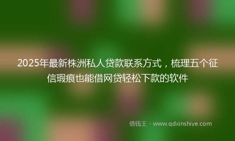 2025年最新株洲私人贷款联系方式，梳理五个征信瑕疵也能借网贷轻松下款的软件