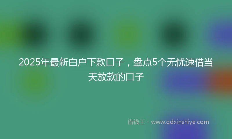 2025年最新白户下款口子，盘点5个无忧速借当天放款的口子