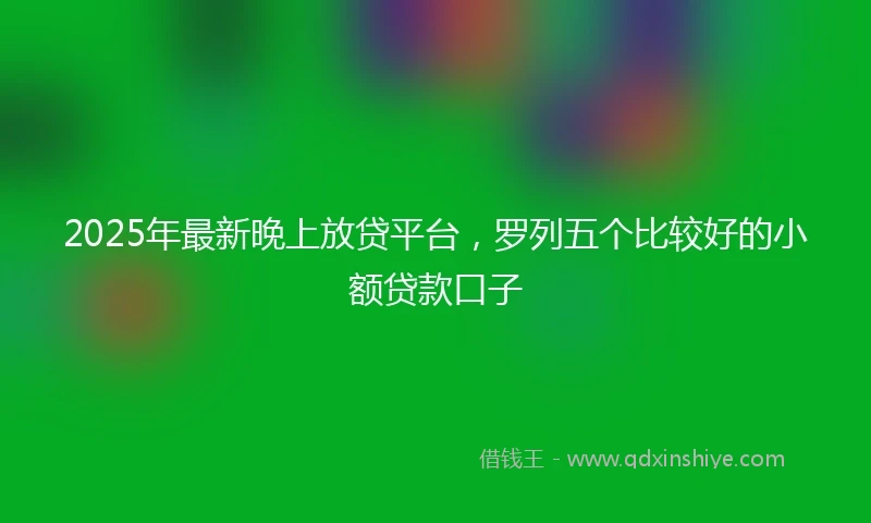 2025年最新晚上放贷平台，罗列五个比较好的小额贷款口子