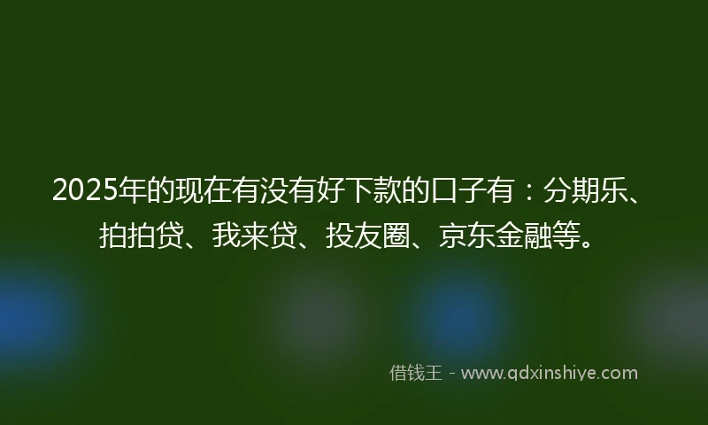 2025年的现在有没有好下款的口子有：分期乐、拍拍贷、我来贷、投友圈、京东金融等。