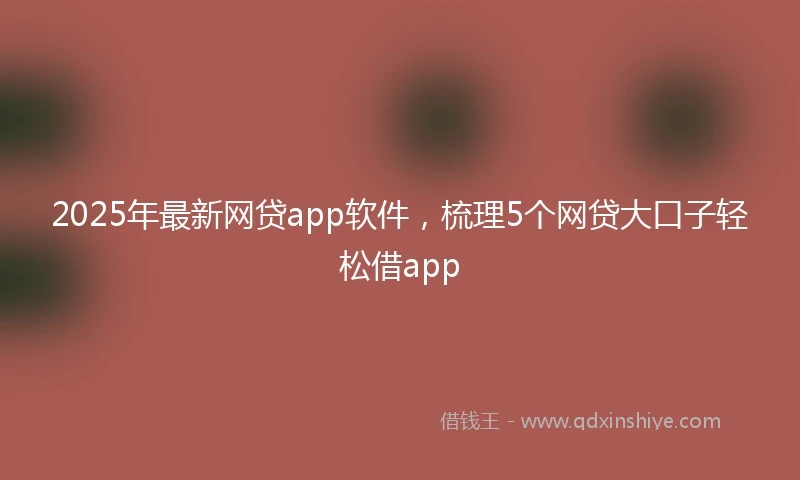 2025年最新网贷app软件，梳理5个网贷大口子轻松借app