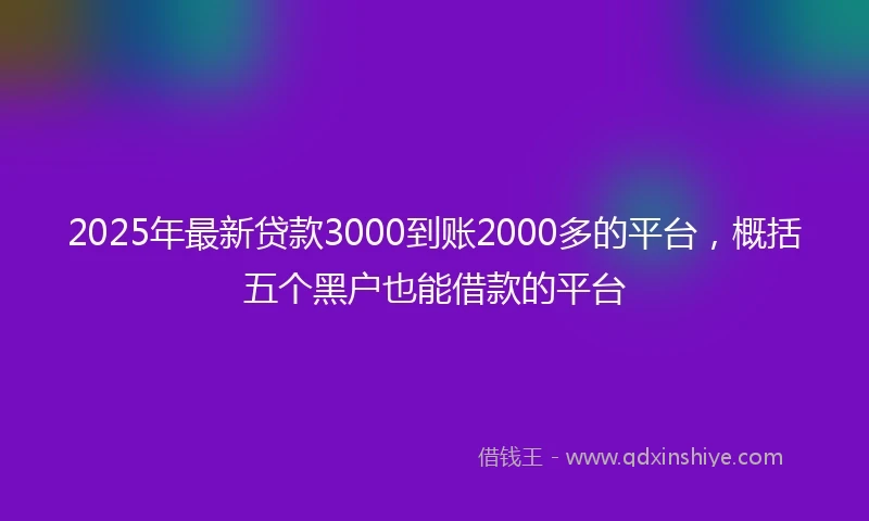 2025年最新贷款3000到账2000多的平台，概括五个黑户也能借款的平台
