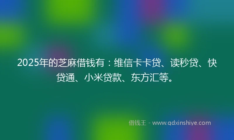 2025年的芝麻借钱有：维信卡卡贷、读秒贷、快贷通、小米贷款、东方汇等。