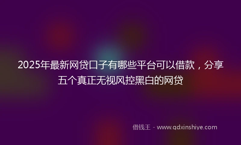 2025年最新网贷口子有哪些平台可以借款，分享五个真正无视风控黑白的网贷