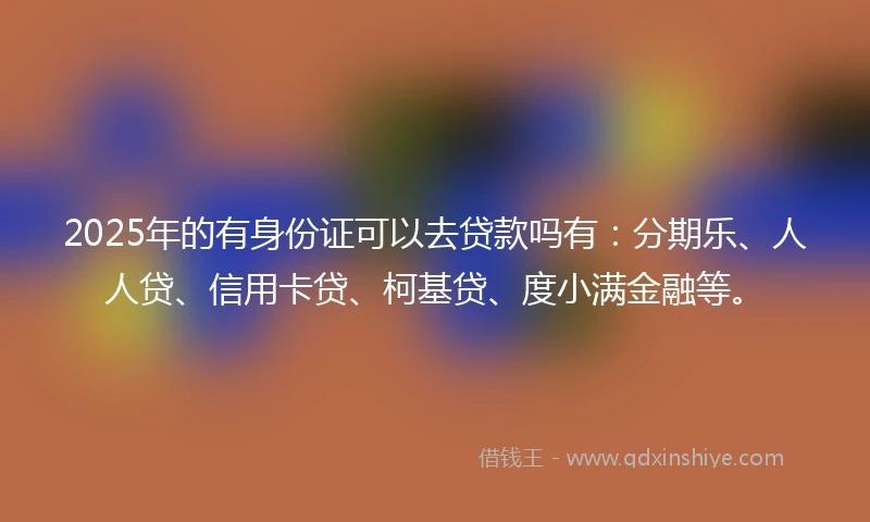 2025年的有身份证可以去贷款吗有：分期乐、人人贷、信用卡贷、柯基贷、度小满金融等。