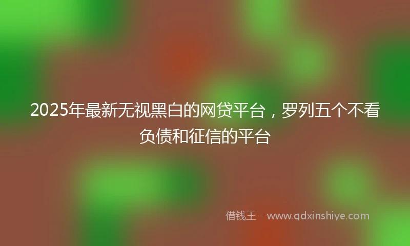 2025年最新无视黑白的网贷平台，罗列五个不看负债和征信的平台