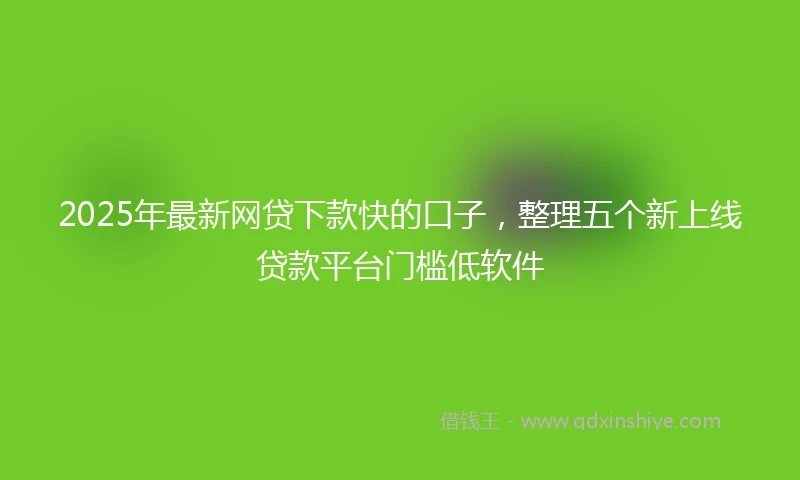 2025年最新网贷下款快的口子，整理五个新上线贷款平台门槛低软件