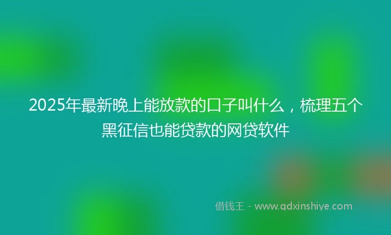 2025年最新晚上能放款的口子叫什么，梳理五个黑征信也能贷款的网贷软件