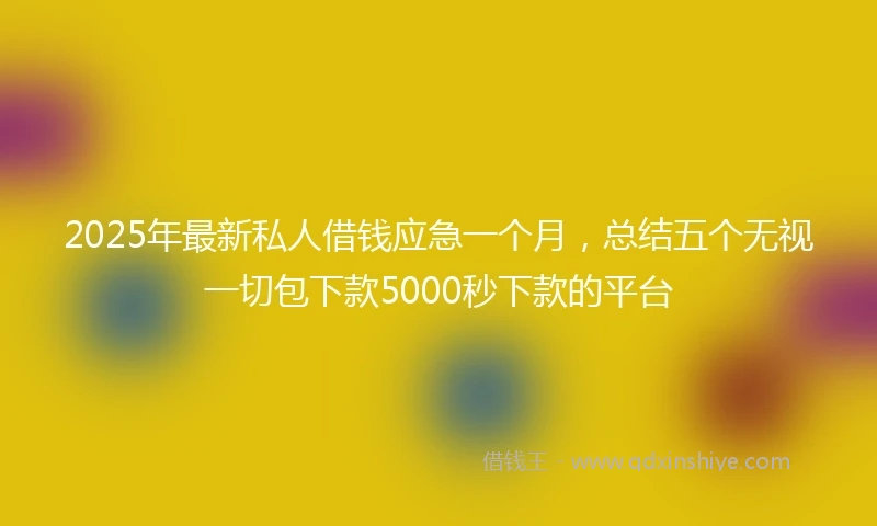 2025年最新私人借钱应急一个月，总结五个无视一切包下款5000秒下款的平台