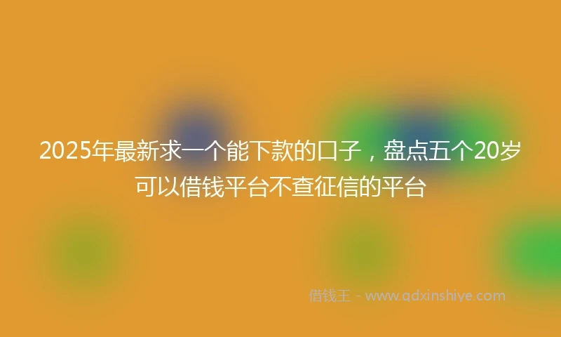 2025年最新求一个能下款的口子，盘点五个20岁可以借钱平台不查征信的平台