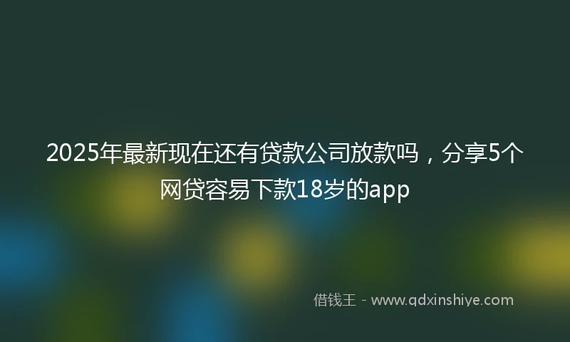 2025年最新现在还有贷款公司放款吗，分享5个网贷容易下款18岁的app