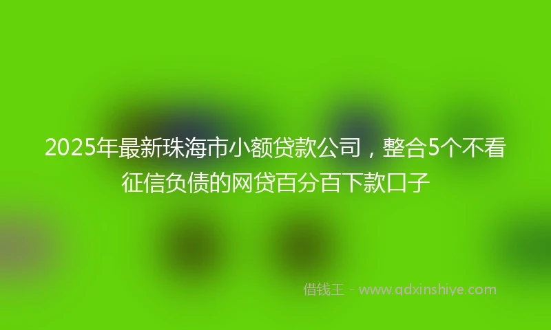 2025年最新珠海市小额贷款公司，整合5个不看征信负债的网贷百分百下款口子