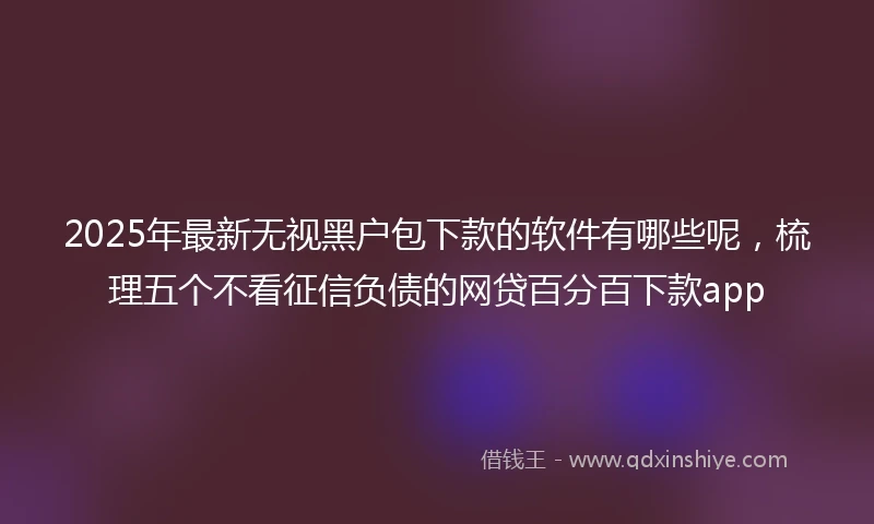 2025年最新无视黑户包下款的软件有哪些呢，梳理五个不看征信负债的网贷百分百下款app