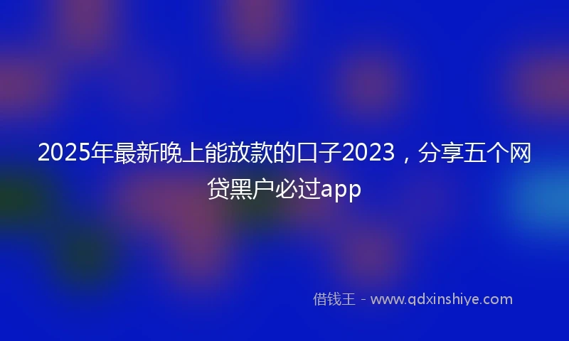 2025年最新晚上能放款的口子2023，分享五个网贷黑户必过app