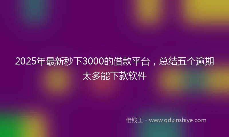 2025年最新秒下3000的借款平台，总结五个逾期太多能下款软件