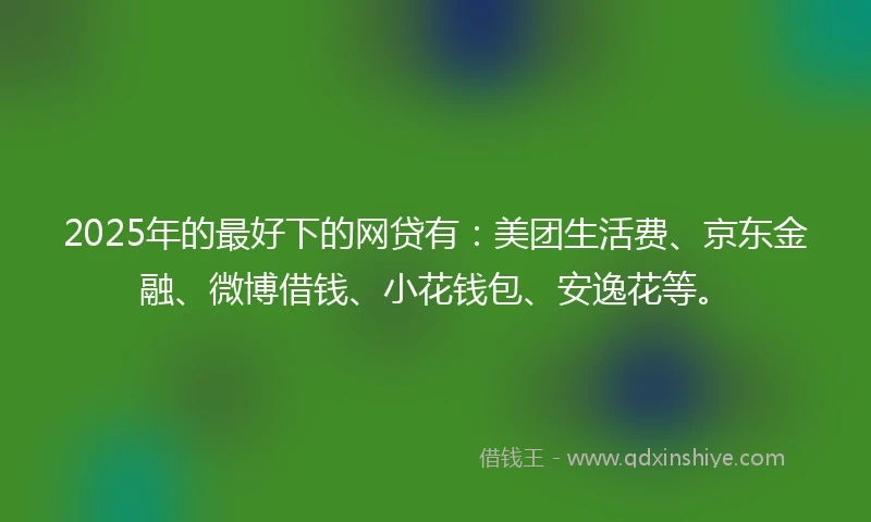 2025年的最好下的网贷有：美团生活费、京东金融、微博借钱、小花钱包、安逸花等。