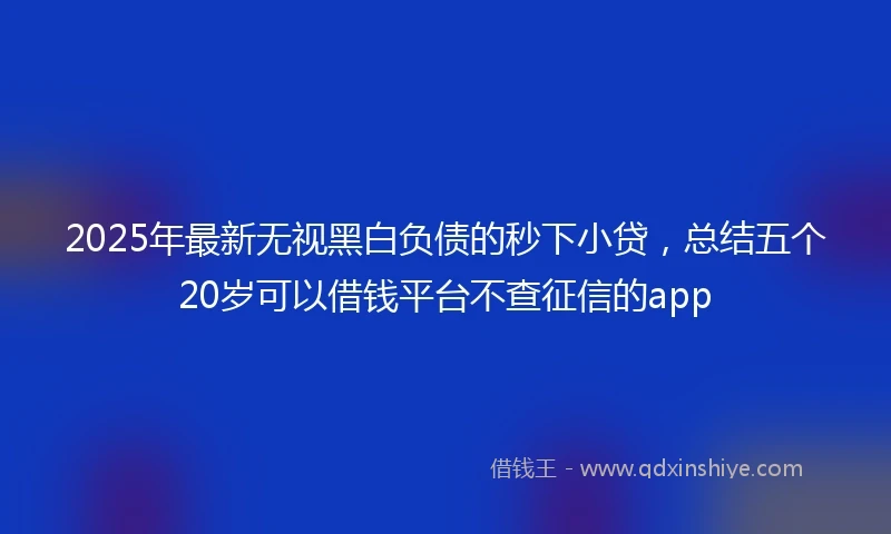 2025年最新无视黑白负债的秒下小贷，总结五个20岁可以借钱平台不查征信的app