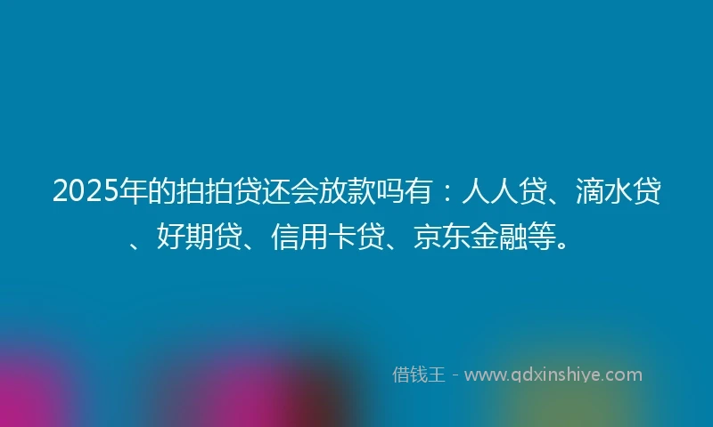 2025年的拍拍贷还会放款吗有：人人贷、滴水贷、好期贷、信用卡贷、京东金融等。
