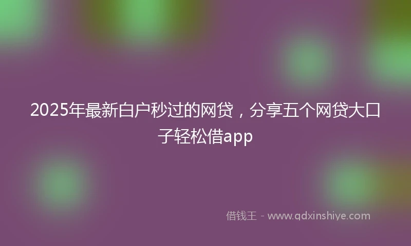 2025年最新白户秒过的网贷，分享五个网贷大口子轻松借app