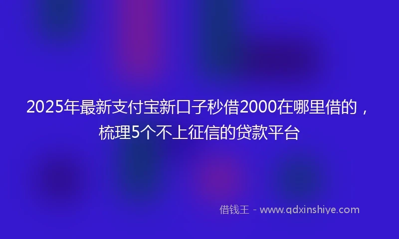2025年最新支付宝新口子秒借2000在哪里借的，梳理5个不上征信的贷款平台