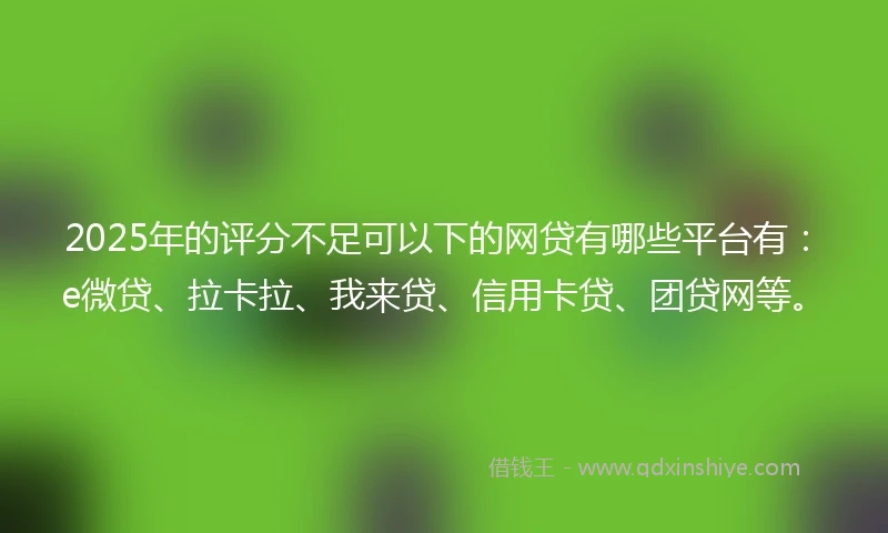 2025年的评分不足可以下的网贷有哪些平台有：e微贷、拉卡拉、我来贷、信用卡贷、团贷网等。