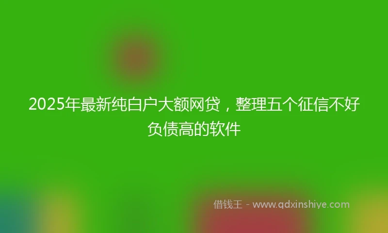 2025年最新纯白户大额网贷，整理五个征信不好负债高的软件