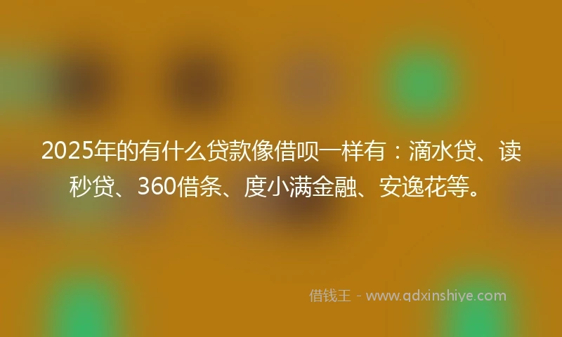 2025年的有什么贷款像借呗一样有：滴水贷、读秒贷、360借条、度小满金融、安逸花等。