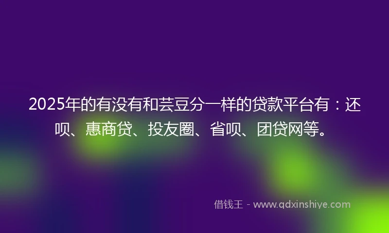 2025年的有没有和芸豆分一样的贷款平台有：还呗、惠商贷、投友圈、省呗、团贷网等。
