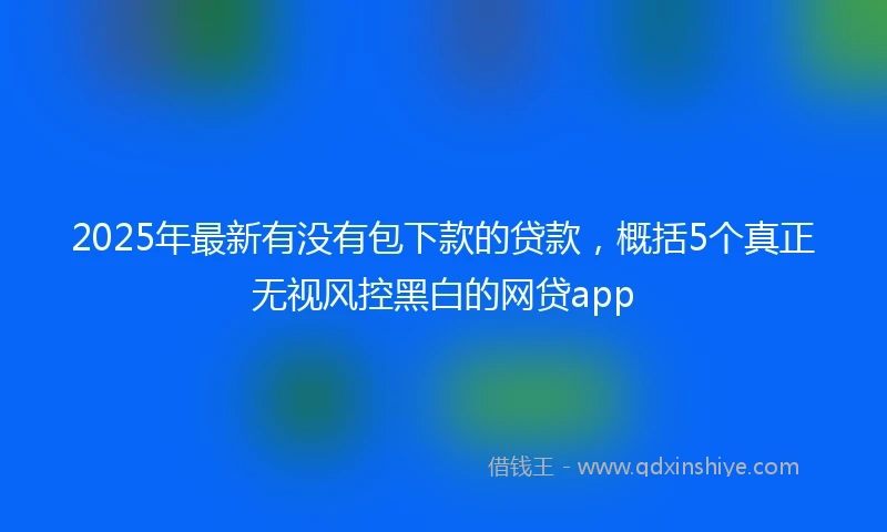2025年最新有没有包下款的贷款，概括5个真正无视风控黑白的网贷app