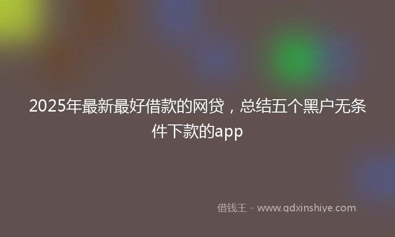 2025年最新最好借款的网贷，总结五个黑户无条件下款的app