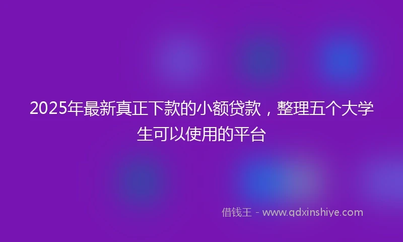 2025年最新真正下款的小额贷款，整理五个大学生可以使用的平台