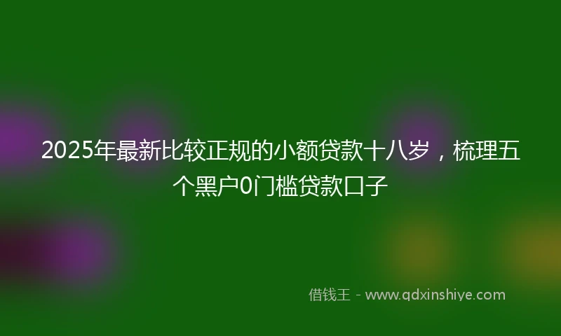2025年最新比较正规的小额贷款十八岁，梳理五个黑户0门槛贷款口子