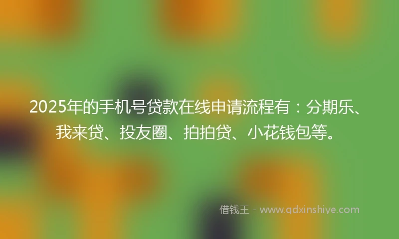 2025年的手机号贷款在线申请流程有：分期乐、我来贷、投友圈、拍拍贷、小花钱包等。