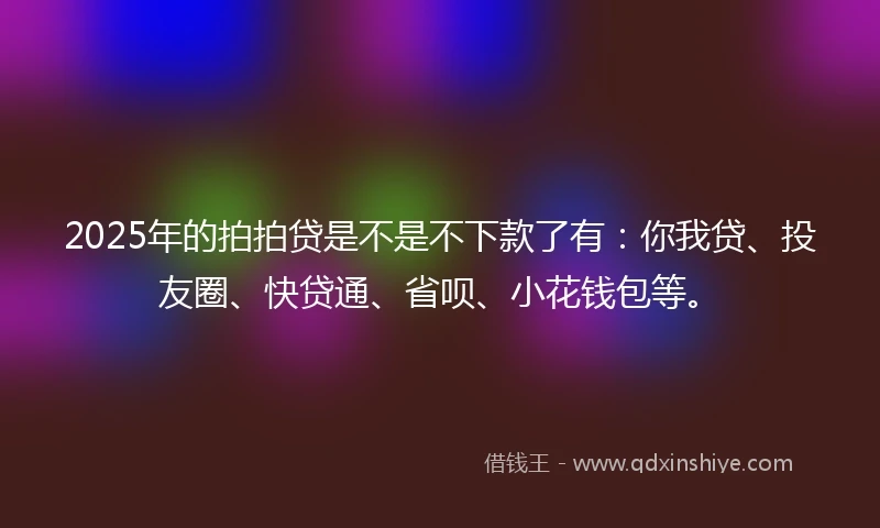 2025年的拍拍贷是不是不下款了有：你我贷、投友圈、快贷通、省呗、小花钱包等。
